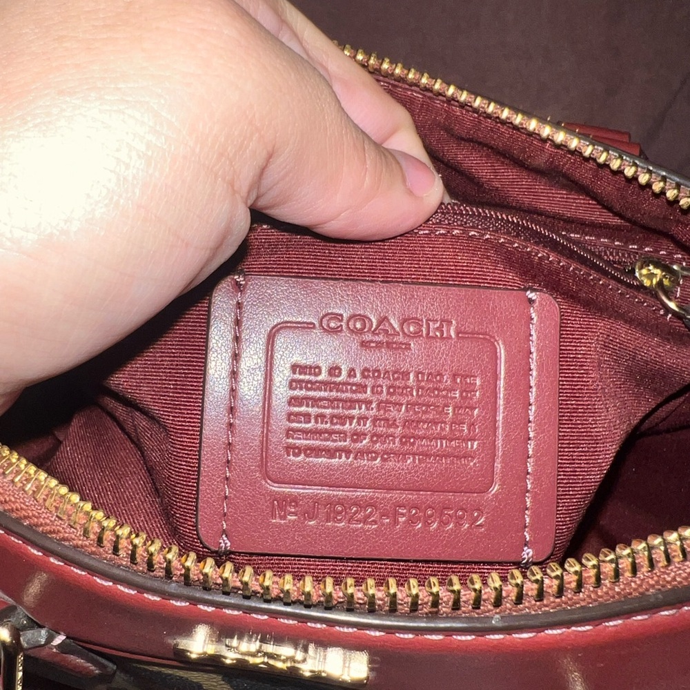 Coach Leopard Print Satchel with Red Accents - Picture 9 of 12